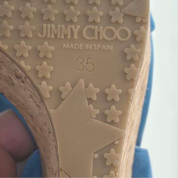 “Jimmy Choo” Women’s Wedge Sandals in Blue Suede pre-owned Size: 35 - Picture 11 of 14